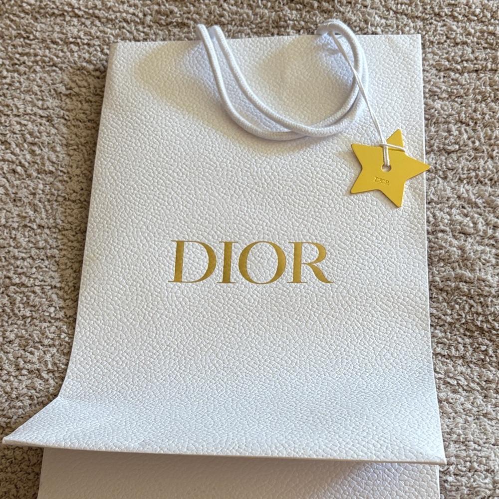 Dior White Tote with Gold Logo and Star Tag